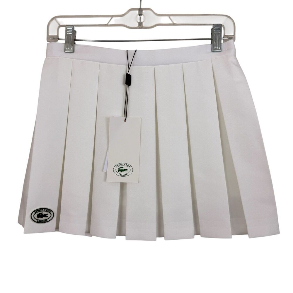 Lacoste x Sporty & Rich Pleated Tennis Wrap Skirt Sz 36 Small White